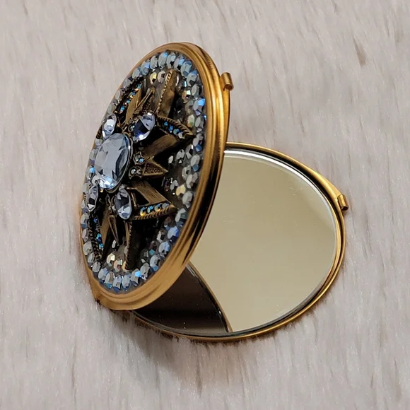 Vintage Rhinestone Double Mirror Compact